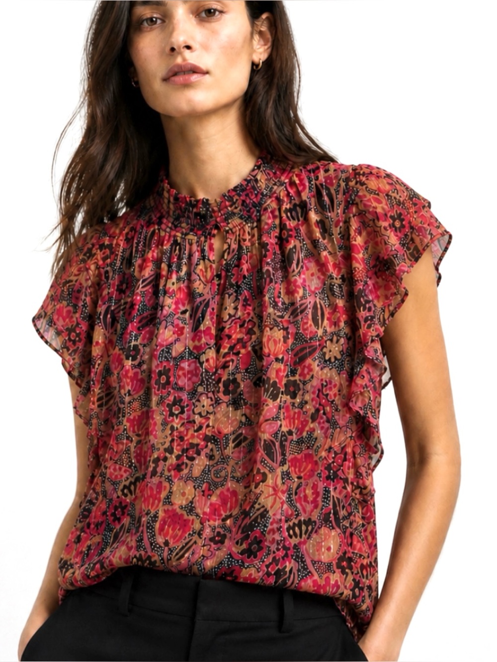 A.L.C Hayley Silk Blend Chiffon Sleeveless Blouse in Pink